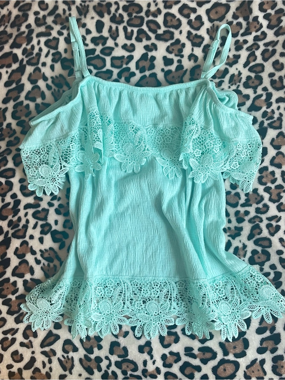 ♡ Teal Floral Lace Cami